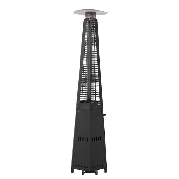 Yardgrace 91" Hexagon Pyramid Patio Heater, 48,000 BTU Propane Outdoor Heater with Quartz Glass Flame Tube, Wheels, Black