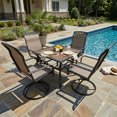 thumbnail image 1 of Yardgrace 5-Piece Patio Dining Set Outdoor Furniture, Swivel Textilene Chairs & Square Table, Brown, 1 of 10