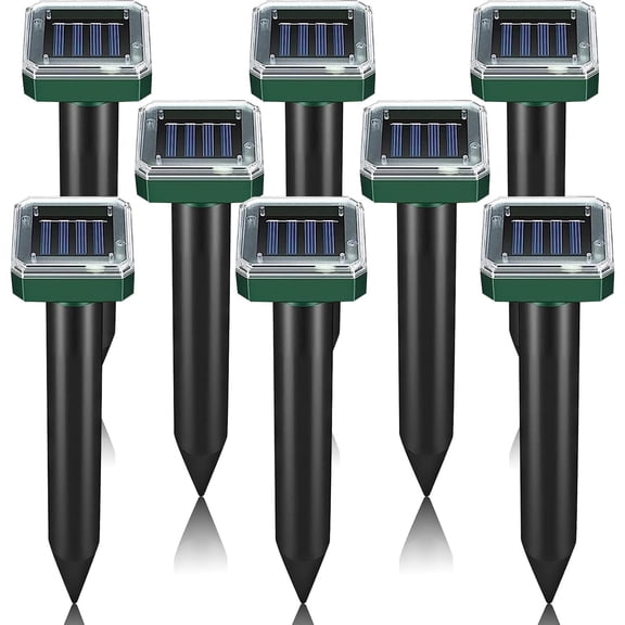 Yardgrace 8 Pack Solar Sonic Vibration Mole & Gopher Repellent, Waterproof Pest Repeller Stakes for Lawn, Yard & Garden, Repels Groundhogs, Voles & Snakes