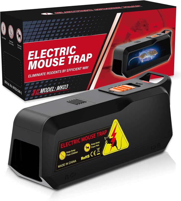 Yardgrace Electric Mouse Traps Indoor for Home with Powerful Voltage, Effective Electronic Mouse Trap Zapper, No-Touch Disposal, Reusable Mice Catcher for Kitchen, Living Room, Garage (Black)