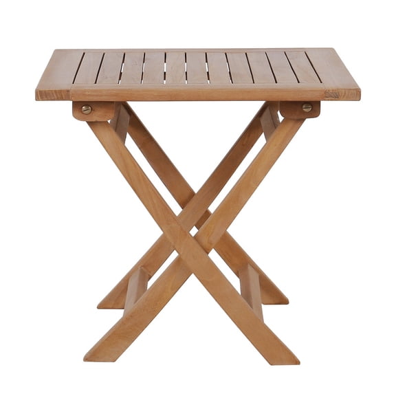 Yardgrace Folding Side Table, Solid Teak Wood Patio Foldable Dining Table, Outdoor Teak Square Portable End Table for Backyard, Front Porch, Balcony