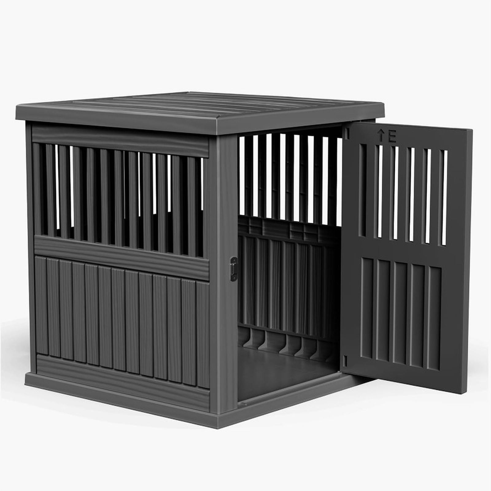 Yardgrace Large Dog Crates for Large Dogs, Indoor Outdoor Weatherproof Resin Dog Kennel with Roof and Elevated Floor (39.4"L x 28.4"W x 32.8"H, Black)