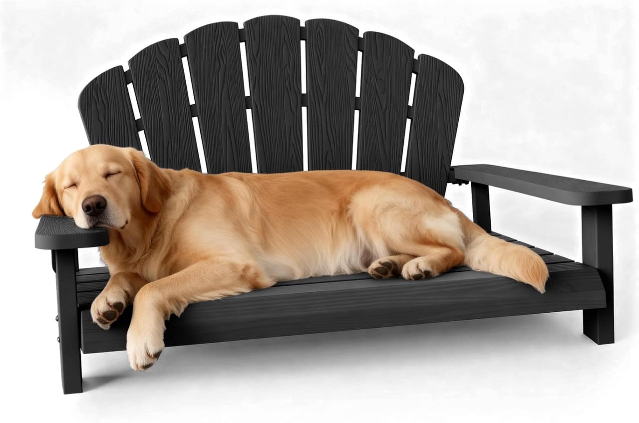 Yardgrace Outdoor Elevated Dog Bed Medium Size Dog, Waterproof & Washable Resin Pet Bed, 40.24 x 20.04 x 30.08 Inches, Easy to Assemble, Black
