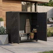 Yardgrace Outdoor Storage Cabinet, 60 Gallon Waterproof Resin Patio Storage Cabinet with Double Doors, Weather-Resistant Organizer for Garden Tools/Home/Toys/Porch