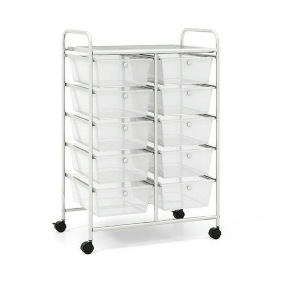 Yardi Yard 10-Drawer Rolling Storage Cart-Transparent, Storage Cart, Multipurpose Organizer Cart for Home, Office, School