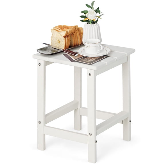 Yardi Yard 14 Inch Square Weather-Resistant Adirondack Side Table-White, Outdoor Coffee Side End Table for Outside Patio Storage