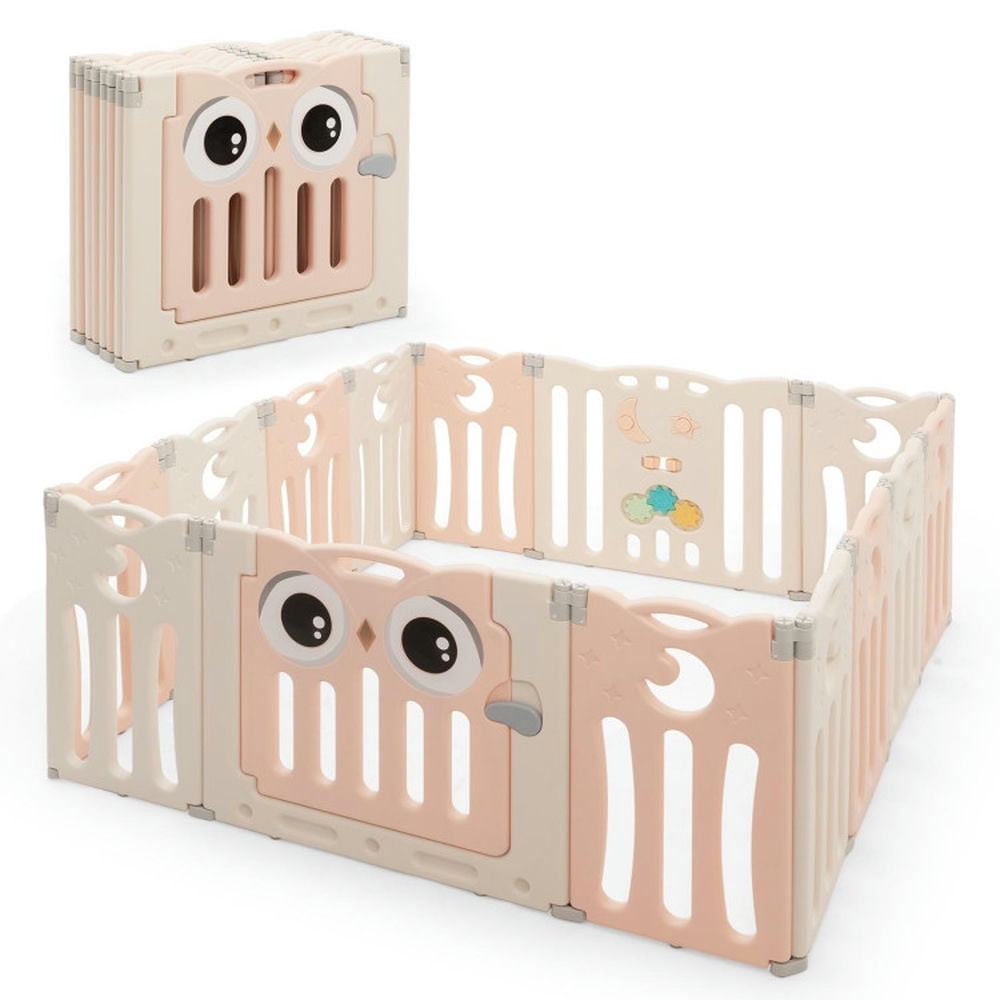Yardi Yard 14-Panel Baby Playpen Kids Activity Center Foldable Play Yard with Lock Door-Pink, Yardi Yard 14-Panel Baby Playpen Kids Activity Center Foldable Play Yard with Lock Door-Pink,