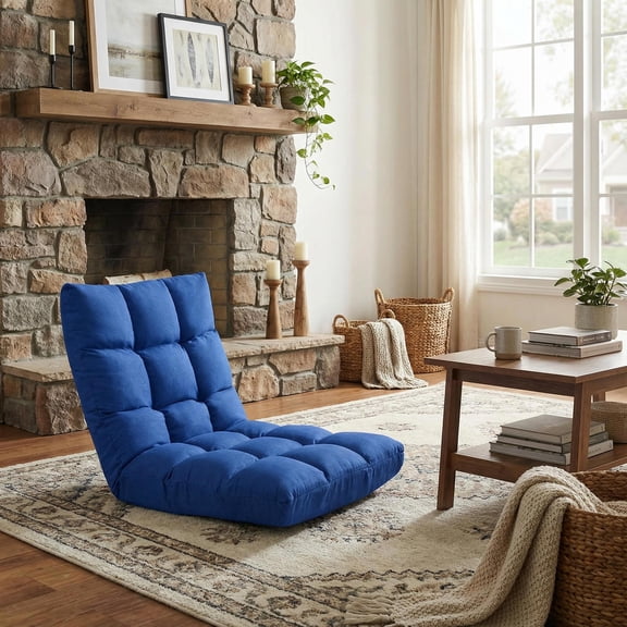 Yardi Yard 14-Position Adjustable Folding Lazy Gaming Sofa-Blue, Adjustable Floor Sofa Bed for Living Room and Bedroom