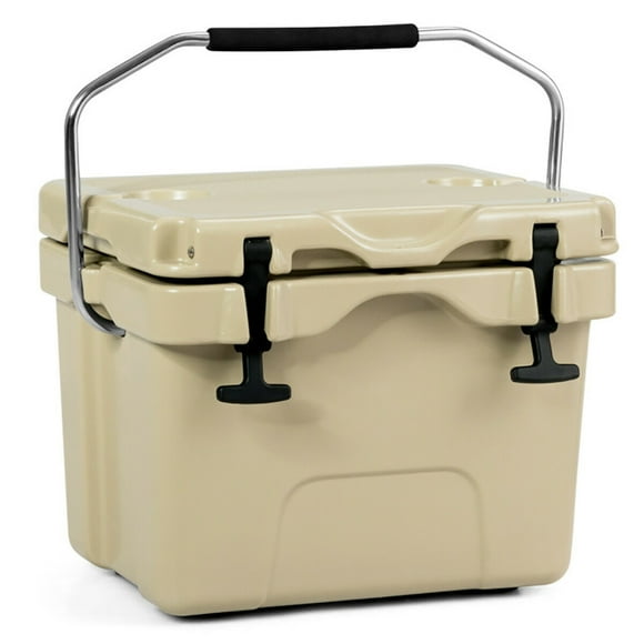 Yardi Yarda 16 Quart 24-Can Capacity Portable Insulated Ice Cooler with 2 Cup Holders-Khaki, Quart Portable Freezer Electric Cooler Car Refrigerator