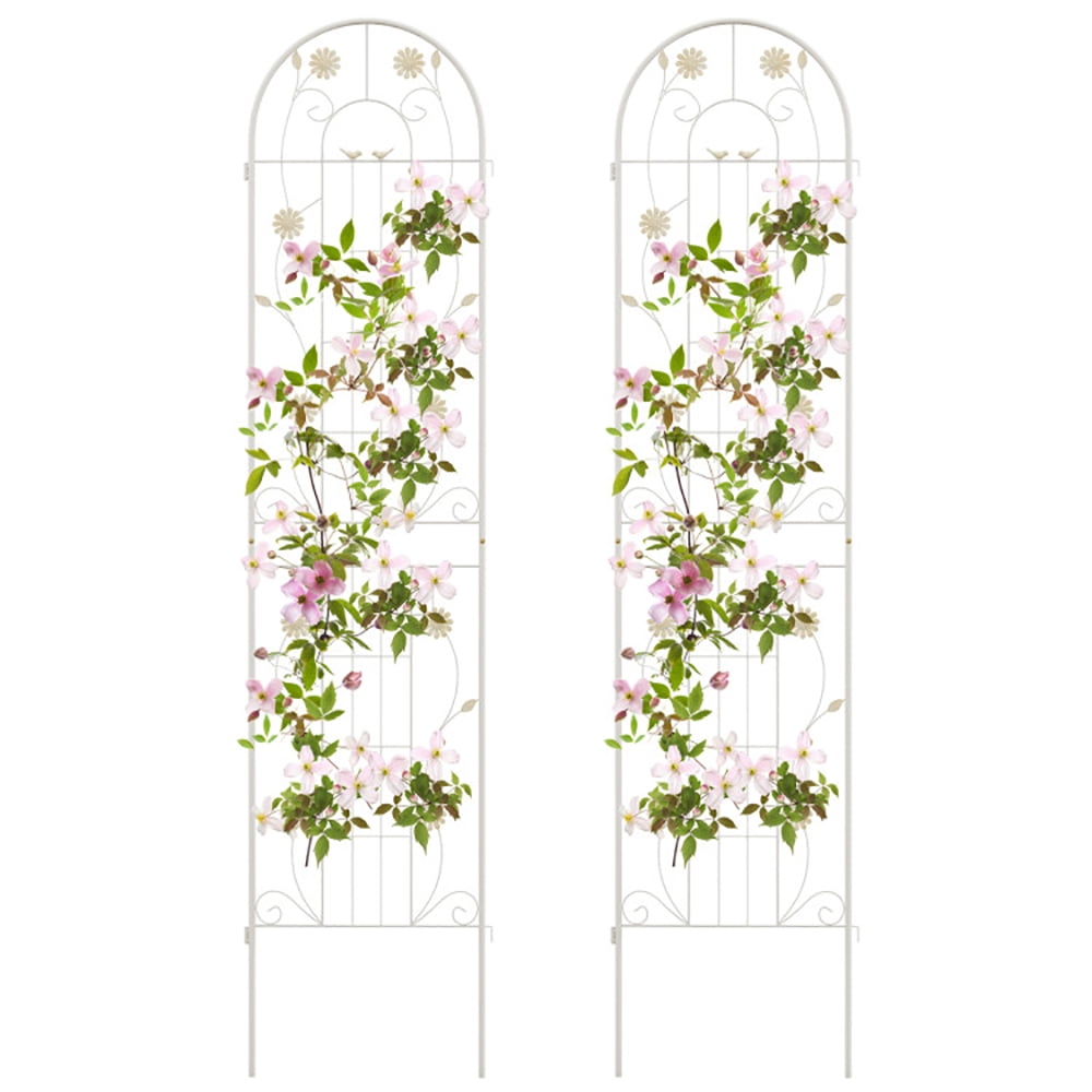 Yardi Yard 2 Pack 86.5 x 20 Inches Metal Garden Trellis for Climbing Plants-White, Tomato Cages for Garden