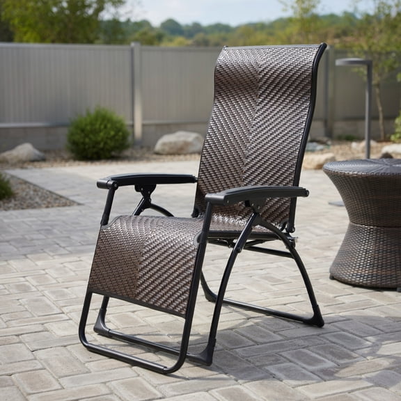 Yardi Yard 2 Pcs Patio Rattan Zero Gravity Lounge Chair, Folding Beach Lounge Chair for Outdoor