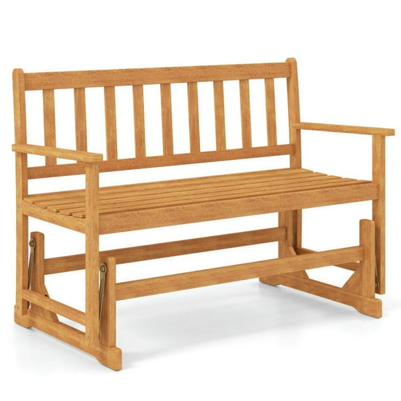 Yardi Yard 2-Person Outdoor Acacia Wood Glider Bench Patio Swing Rocking Loveseat, Bench for Garden, Yard, Brown