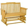 thumbnail image 1 of Yardi Yard 2-Person Patio Swing Glider Bench with Quick Drying Design and Wide Armrest, Wood Rocking Chair Loveseat, Bench for Outdoor, Brown, 1 of 9