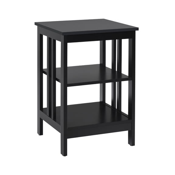 Yardi Yard 2 Pieces 3-Tier Nightstand with Reinforced Bars and Stable Structure-Black, Side Table, Chairside Table Narrow End Table for Bedroom Living Room Kitchen