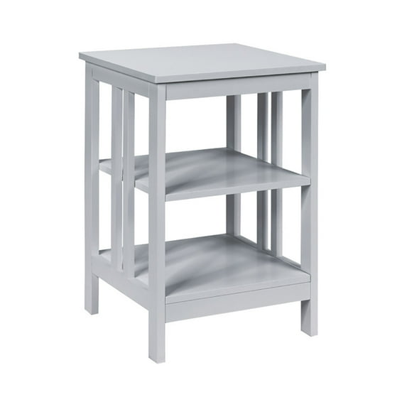 Yardi Yard 2 Pieces 3-Tier Nightstand with Reinforced Bars and Stable Structure-Gray, Side Table, Chairside Table Narrow End Table for Bedroom Living Room Kitchen
