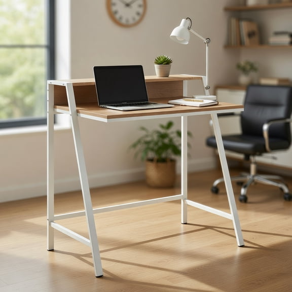 Yardi Yard 2 Tier Computer Desk PC Laptop Table Study Writing Home Office Workstation New-Natural, Computer Desk, Gaming Computer Desks for Study,Working,Writing