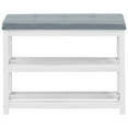 thumbnail image 1 of Yardi Yard 2-Tier Wooden Shoe Rack Bench with Padded Seat-White, Entryway Shoe Rack with Storage for Closet, 1 of 10
