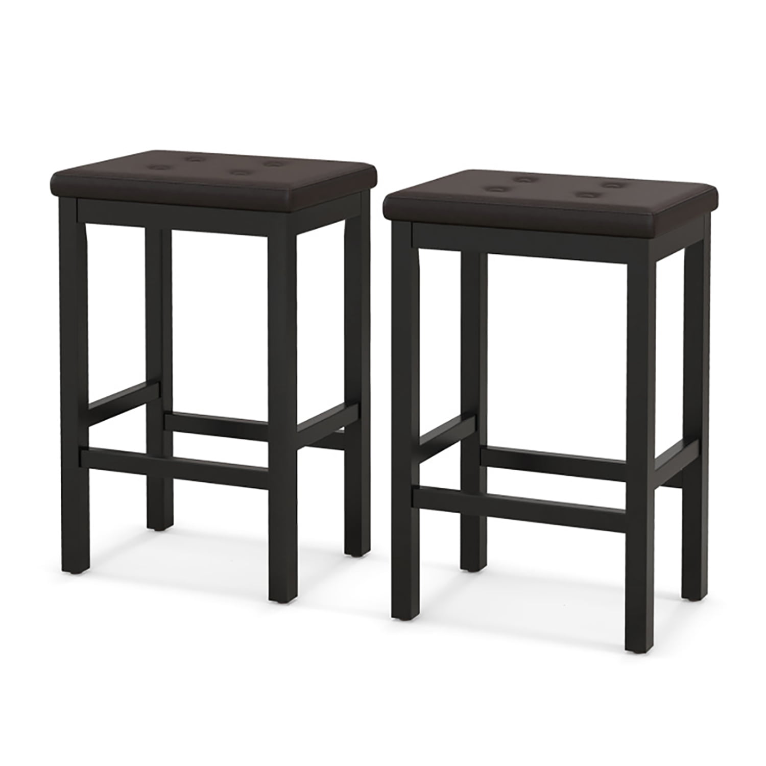 Yardi Yard  24" Bar Stools Set of 2 ,  Pub Chair with Padded Seat Footrest for Kitchen Dining Room, Black