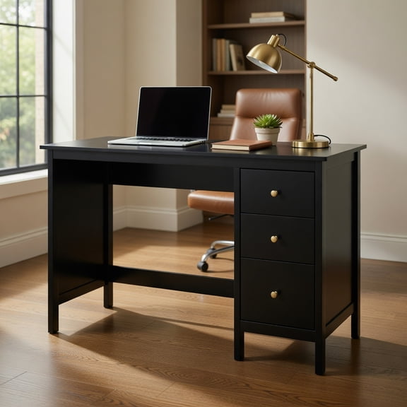 Yardi Yard 3-Drawer Home Office Study Computer Desk with Spacious Desktop-Black, Computer Desk, Gaming Computer Desks for Study,Working,Writing
