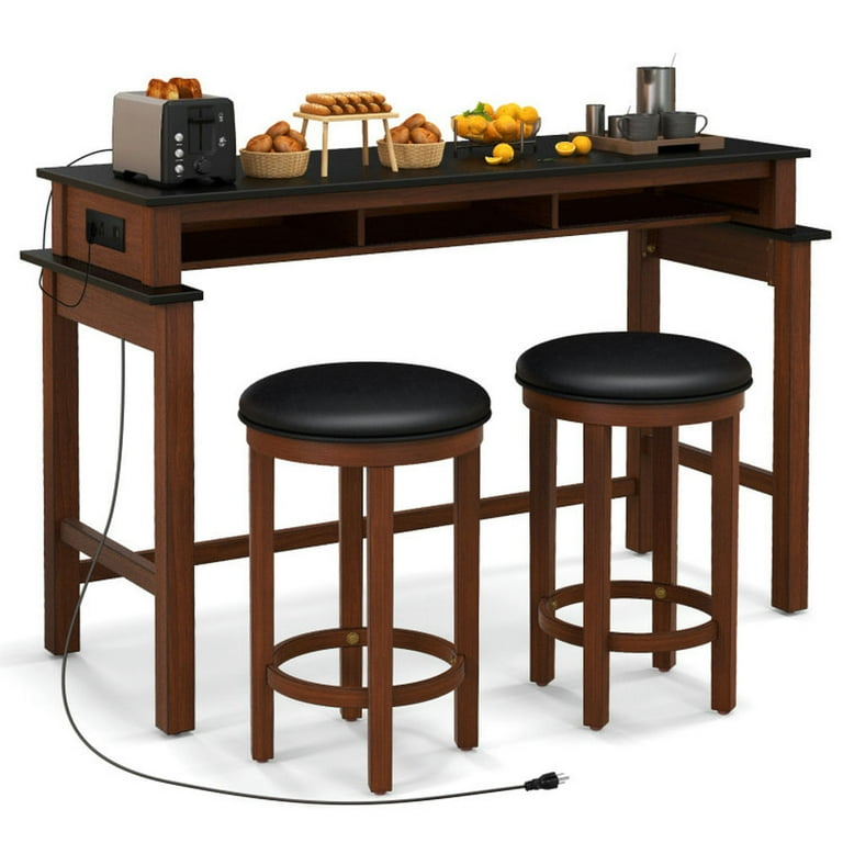 Yardi Yard 3-Piece Home Bar Set with 2 Upholstered Bar Stools