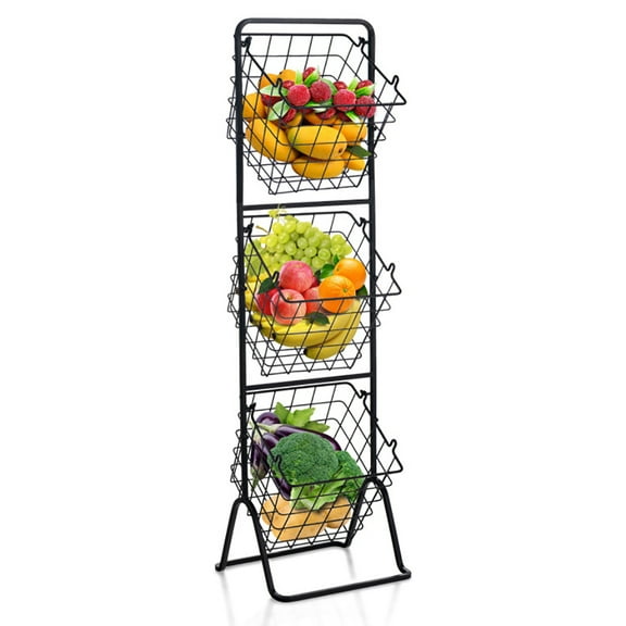 Yardi Yard 3-Tier Fruit Basket Stand with Adjustable Heights,