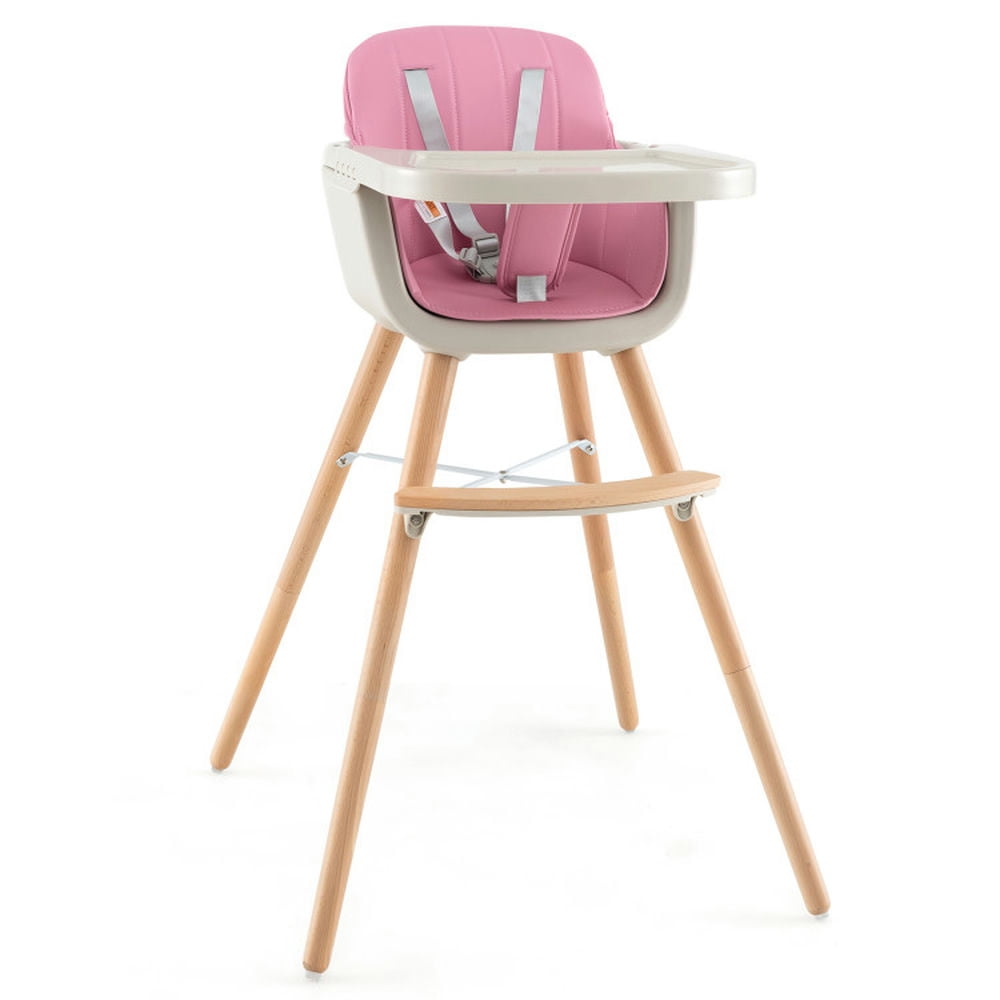 Yardi Yard 3-in-1 Convertible Wooden High Chair with Cushion-Pink, Compact and Portable High Chair, Foldable High Chair, High Chair