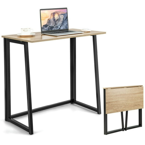 Yardi Yard 31 Inch Space-saving Folding Computer Desk for Home Office-Natural, Computer Desk, Gaming Computer Desks for Study,Working,Writing