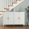 thumbnail image 1 of Yardi Yard 4-Door Storage Cabinet, Gold & White Water Ripple Design, Spacious Storage, Decorative Table Top, 1 of 12