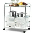 thumbnail image 1 of Yardi Yard 4 Drawers Shelves Rolling Storage Cart Rack-Clear, Storage Cart, Multipurpose Organizer Cart for Home, Office, School, 1 of 12