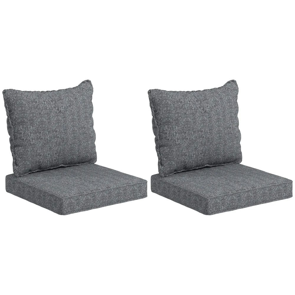 Gray Yarn-Dyed Fabric Patio Chair Cushions Set with Backrest