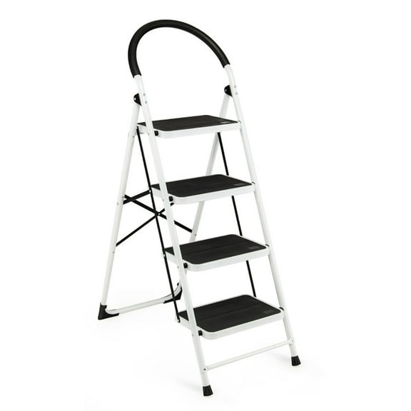 Yardi Yard 4-Step Folding Ladder with Anti-Slip Pedal Platform 330Lbs Capacity, 4 Step Ladder with Tool Tray