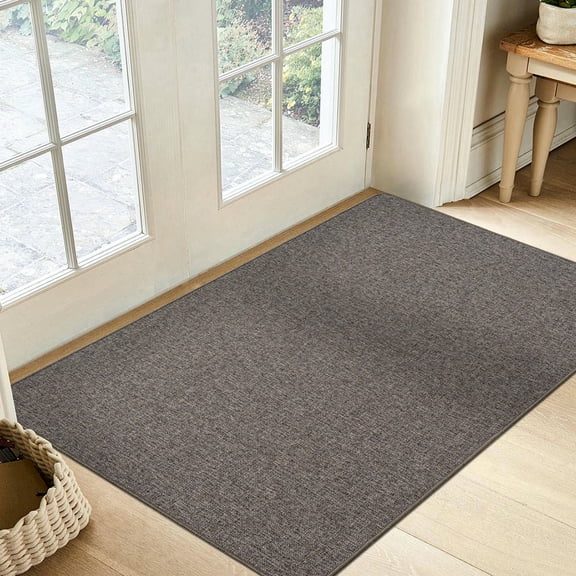 Yardi Yard 48.8"x73" Indoor Door Mat, Non Slip Rubber Backing Entrance Mat, Easy Clean Low Profile Ultra Thin Mat, Entryway Rug for Indoor, Brown