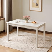 Yardi Yard 48-Inch Wooden Dining Table for 4 People Rectangular Kitchen Table with Rubber Wood Legs-Cream White, Bar Table, Kitchen Bar Height Table and Chairs for Dining Room, Small Space