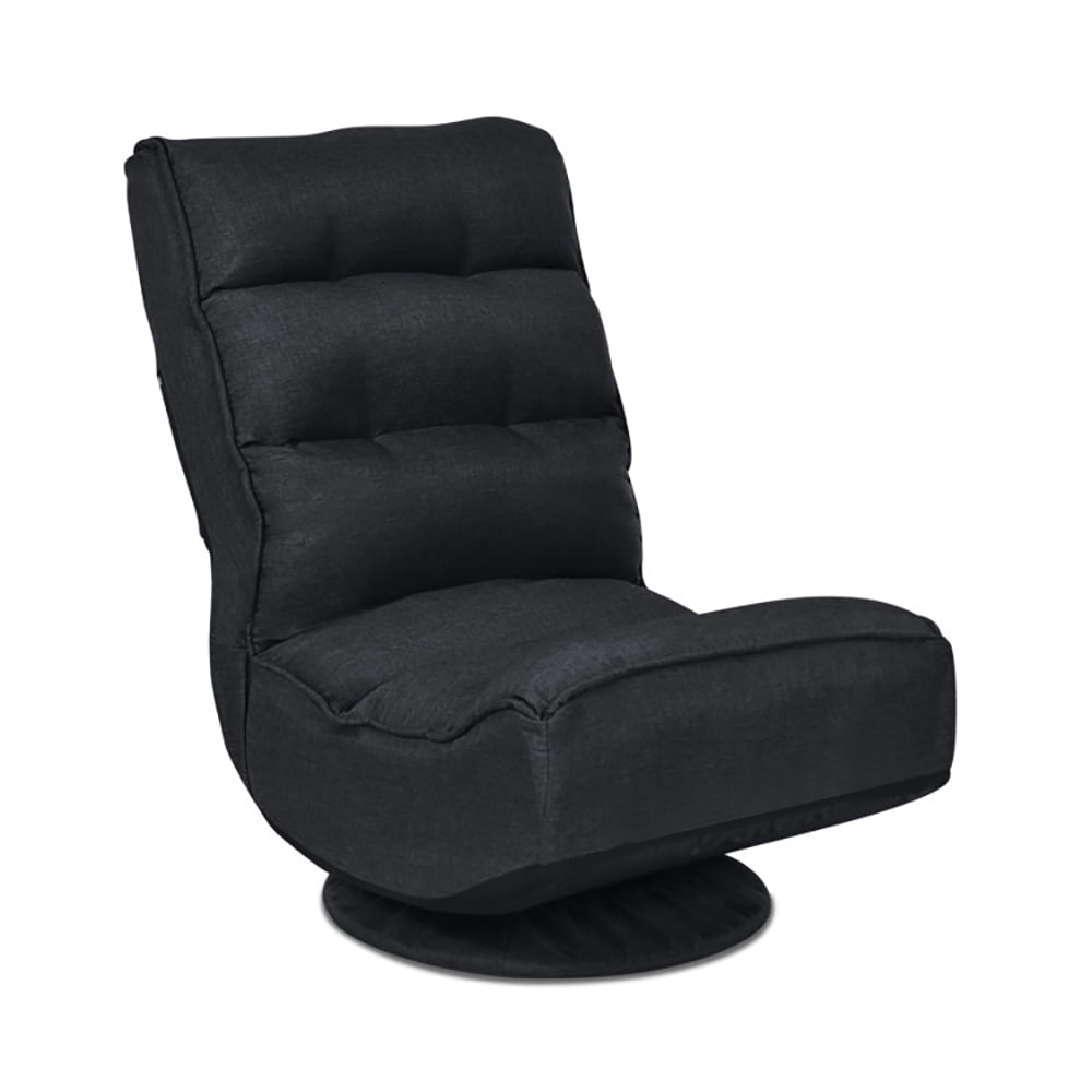 Yardi Yard 5-Position Folding Floor Gaming Chair-Black, Swivel Gaming Chair 360 Degree Multipurpose Floor Chair Rocker for TV, Reading, Playing Video Games
