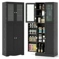 thumbnail image 1 of Yardi Yard 63.5 inch Tall Kitchen Pantry Cabinet, Cabinet with Dual Tempered Glass Doors and Shelves, Cabinet for Indoor as Kitchen, Living Room, Black, 1 of 9