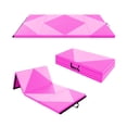 thumbnail image 1 of Yardi Yard 8 Feet PU Leather Folding Gymnastics Mat with Hook and Loop Fasteners-Pink, Fitness All Purpose Extra Thick High Density Anti Tear Gymnastics Gym Folding Exercise Aerobics Mats, 1 of 7