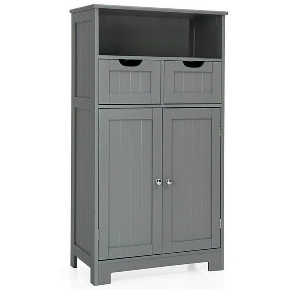 Yardi Yard Bathroom Wooden Side Cabinet with 2 Drawers and 2 Doors-Gray, Bathroom Cabinet for Entryway Storage, Home Office Furniture