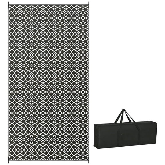 Yardi Yard Carpet RV Camping Rugs with Carry Bag, 9' x 18' Reversible Outdoor Rug, Waterproof Fabric Outdoor Rug, Waterproof Rug, Black & White