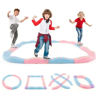 Yardi Yard Colorful Kids Wavy Balance Beam with Textured Surface, Balance Beam with Non-slip Foot Pads, Promote Agility, Blue and Pink