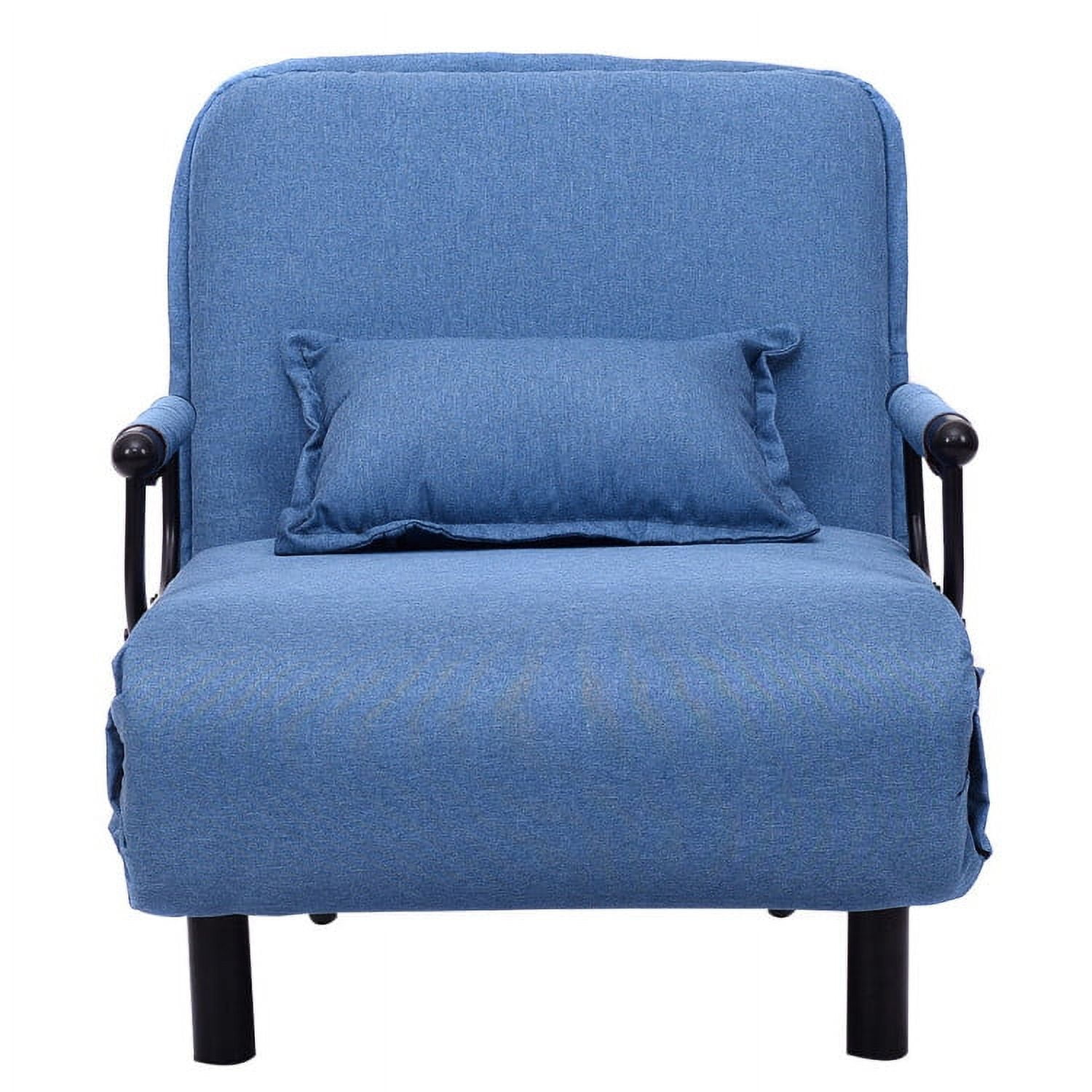 Yardi Yard Convertible Folding Leisure Recliner Sofa Bed, Thick Padded Cozy Lounge Chair for Living Room, Bedroom, Dorm, Blue
