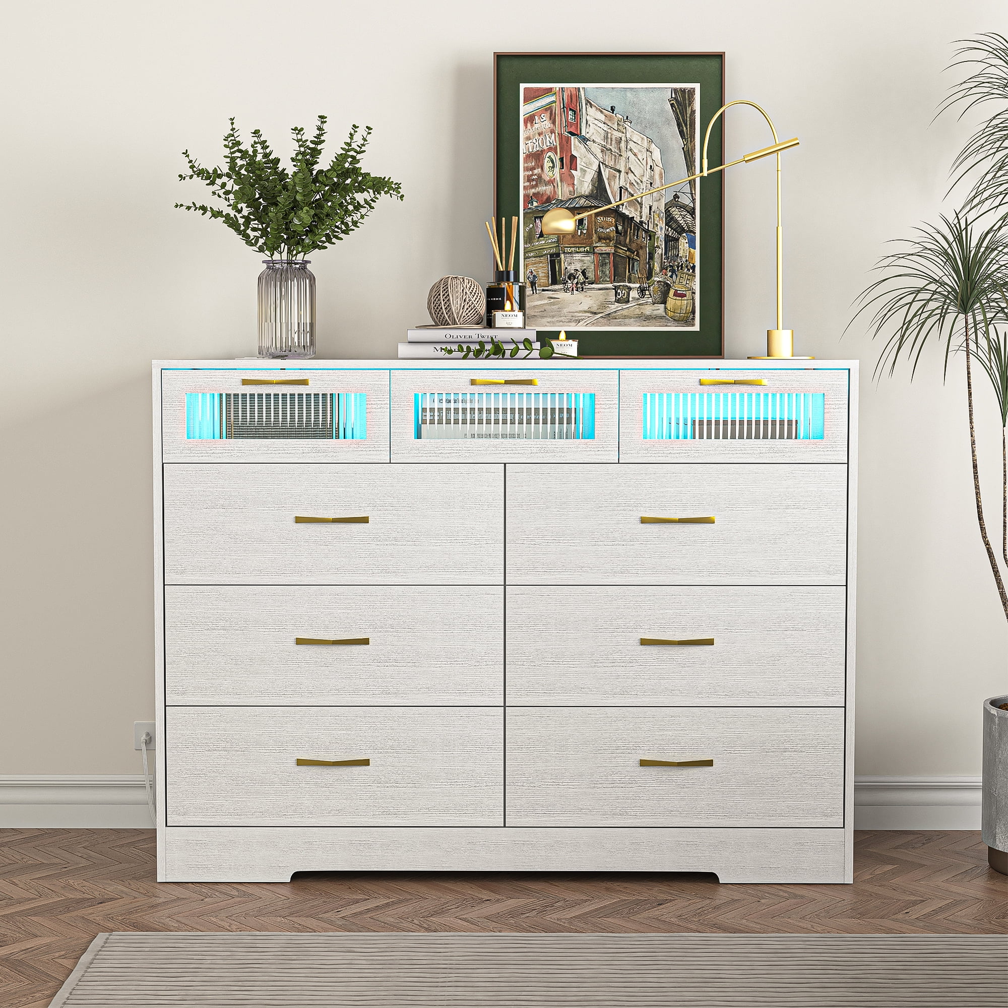 Yardi Yard Dresser for Bedroom 9 Drawers Dresser Chest of Drawer Bedroom Furniture, White Yardi Yard Dresser for Bedroom 9 Drawers Dresser Chest of Drawer Bedroom Furniture, White