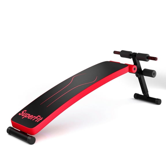 Yardi Yard Folding Weight Bench Adjustable Sit-up Board Workout Slant Bench-Red, Foldable Hyperextension Roman Chair w/Back Extension