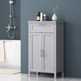 thumbnail image 1 of Yardi Yard Gray Shaker-Style Linen Cabinet, MDF, 1 Door + 2 Shelves + 1 Drawer, for Modern Bathroom Storage, 1 of 12