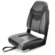 Yardi Yard High Back Folding Boat Seats with Black Grey Sponge Cushion and Flexible Hinges-1 Piece, Captain Bucket Seat, Pontoon Boat Seat with Thickened Sponge Padding