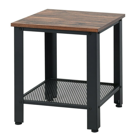 Yardi Yard Industrial End Table 2-Tier Side Table-Black, Side Table, Chairside Table Narrow End Table for Bedroom Living Room Kitchen
