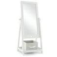 thumbnail image 1 of Yardi Yard Kids Full Length Wooden Standing Mirror with Bottom Shelf and Foldable Storage Bin-White, Kids Vanity for Girls Kids, 1 of 7