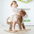 thumbnail image 1 of Yardi Yard Kids Rocking Horse, Ride on Horse for Toddlers with Soft Plush Body, Wooden Base & Handle Grip for 3+ Year Old Boys and Girls, Brown, 1 of 7