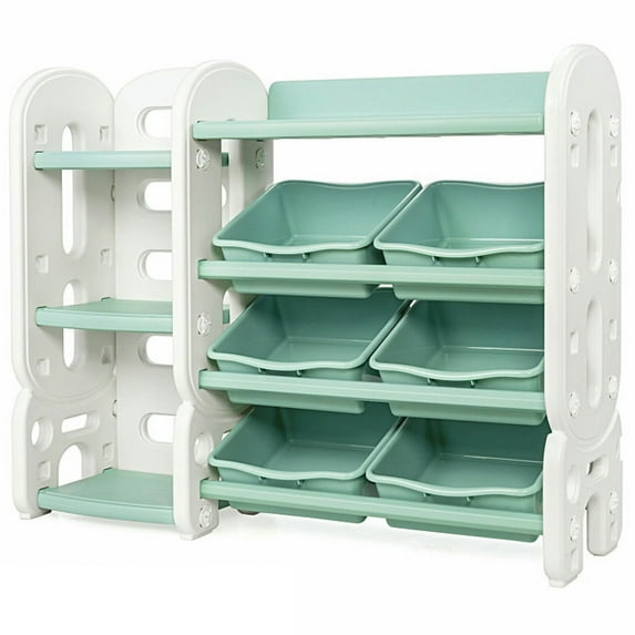 Yardi Yard Kids Toy Storage Organizer with Bins and Multi-Layer Shelf for Bedroom Playroom -Green, Toy Storage for Kids, Boys, Girls, Nursery