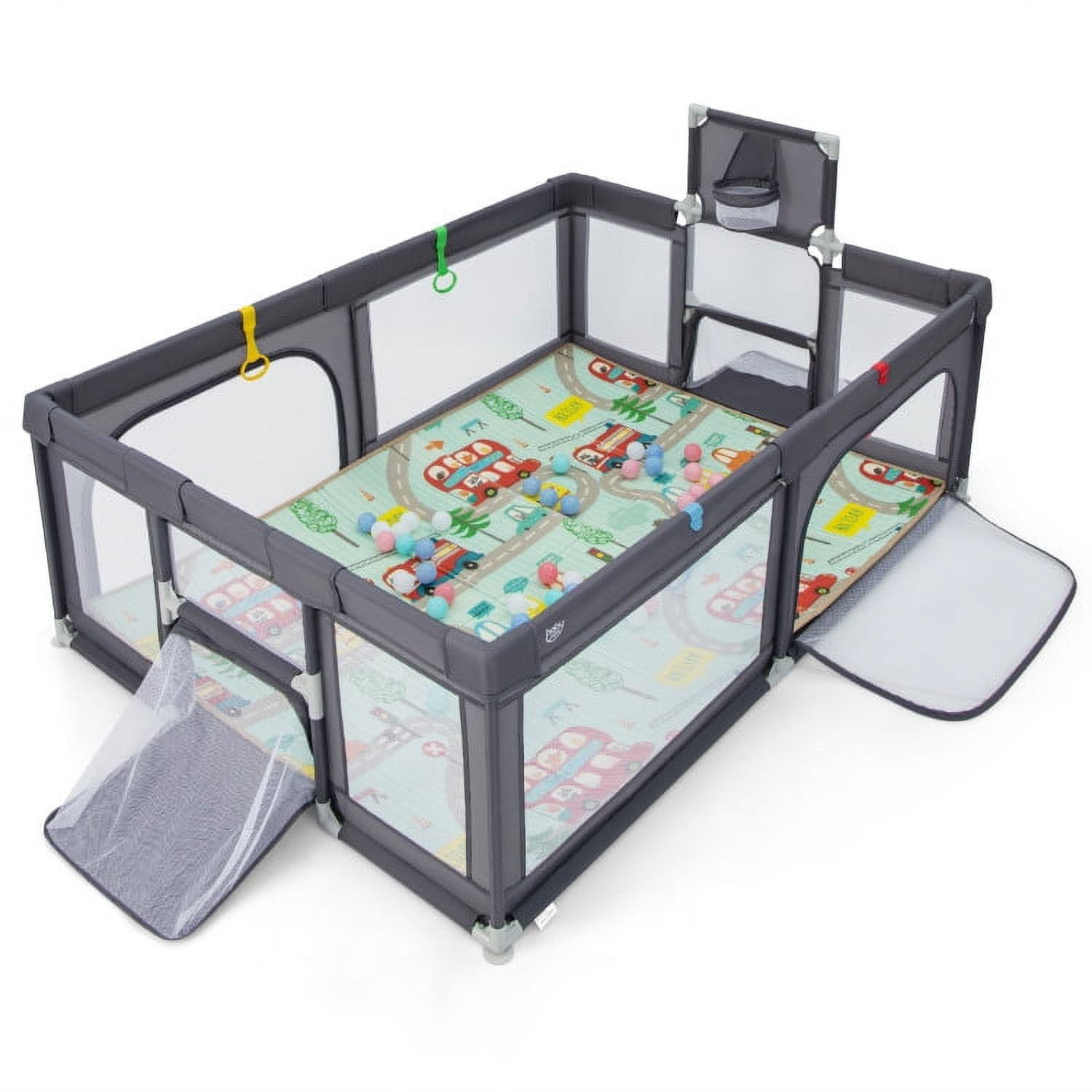 Yardi Yard Large Baby Playpen with Mat and Ocean Balls-Dark gray, Baby Playpen for Babies and Toddlers Yardi Yard Large Baby Playpen with Mat and Ocean Balls-Dark gray, Baby Playpen for Babies and Toddlers