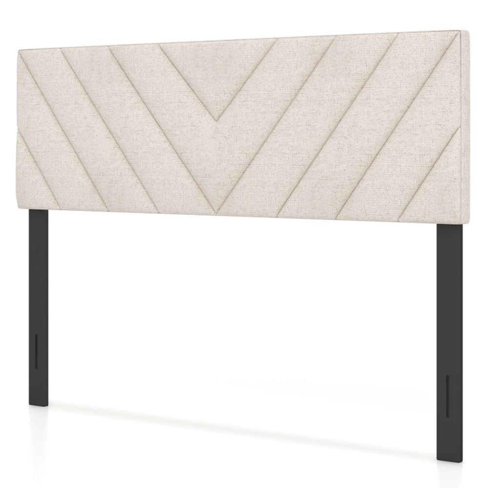Yardi Yard Linen Upholstered Headboard for Full and Queen Size Bed Frames-Beige,